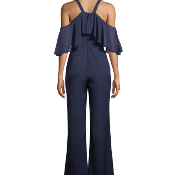 Jay Godfrey Navy Blue Oliver Chiffon Detail Dress Evening Jumpsuit - Picture 2 of 9